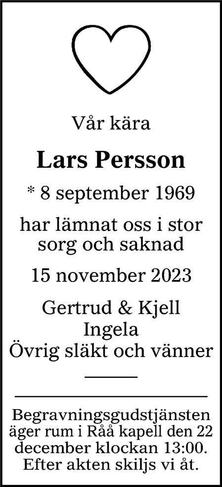 Dödsannons Lars Persson